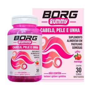 Suplemento Alimentar Borg Gummy Cabelo, Pele e Unha Sabor Morango 30 Gomas Mastigáveis