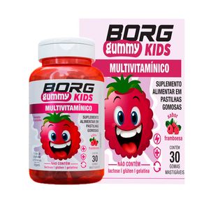 Suplemento Alimentar Borg Gummy Kids Multivitamínico Sabor Framboesa 30 Gomas Mastigáveis