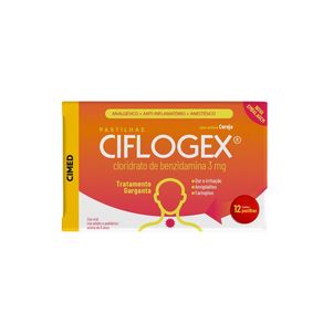 Pastilhas para Garganta Ciflogex 3mg Sabor Cereja 12 Unidades