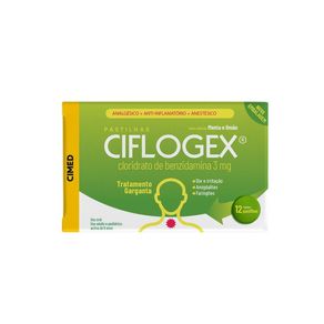 Pastilhas para Garganta Ciflogex 3mg Sabor Menta e Limão 12 Unidades