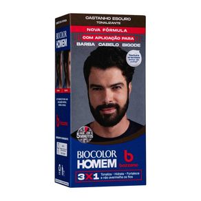 Tonalizante Biocolor Homem Masculino Bozzano Castanho Escuro 3x1