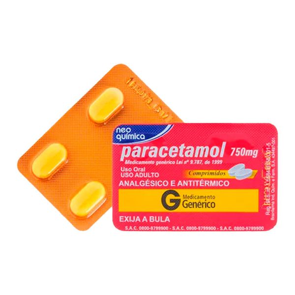 Paracetamol 750mg Neo Química 4 Comprimidos