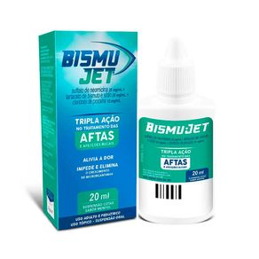 Bismu-Jet Tratamento Para Aftas Suspensão uso Tópico Oral Gotas Sabor Mentol 20ml
