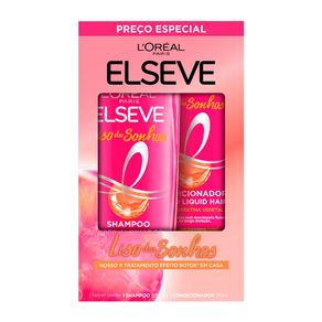 Kit Shampoo Elseve Liso dos Sonhos Super Alinhador 375ml + Condicionador Elseve Liso dos Sonhos Efeito Liquid Hair 170ml