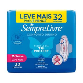 Absorvente Sempre Livre Conforto Diurno Suave Com Abas 32 Unidades