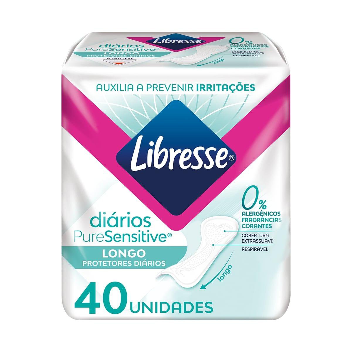 Protetor Diário Libresse Pure Sensitive Longo 40 Unidades