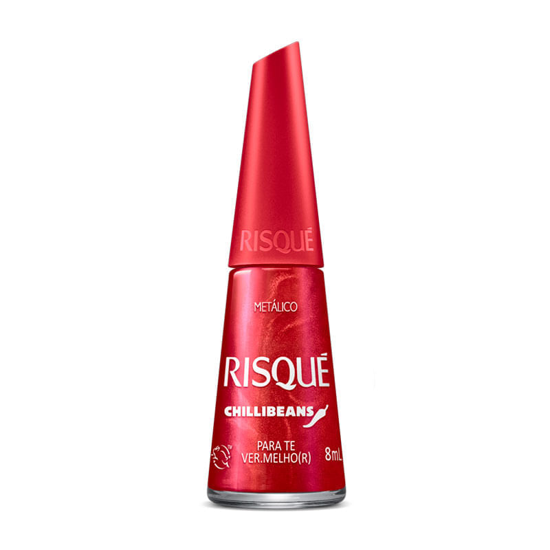 Esmalte Vermelho Metálico Risqué & ChilliBeans Para Te Ver.Melho(R) 8ml