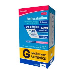 Antialérgico Desloratadina 0,5mg/ml Biosintética Xarope Sabor Tutti-Frutti 100ml + Seringa Dosadora