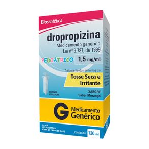 Dropropizina 1,5mg/ml Biosintética Xarope Pediátrico Sabor Morango 120ml + Seringa Dosadora