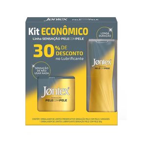 Kit Preservativo Camisinha Jontex Pele com Pele 2 Unidades + Gel Lubrificante Pele com Pele 50g