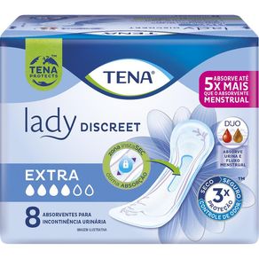 Absorvente Para Incontinência Urinária Tena Lady Discreet Extra 8 Unidades