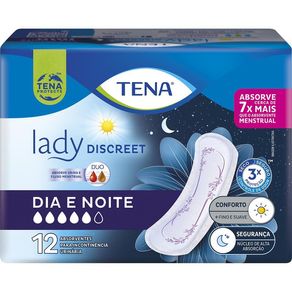 Absorvente para Incontinência Urinária Tena Lady Discreet Dia e Noite 12 Unidades