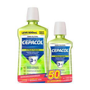 Kit Enxaguante Bucal Cepacol Citrus Fusion Sem Ácool 500ml + Enxaguante Bucal Cepacol Citrus Fusion Sem Ácool 250ml