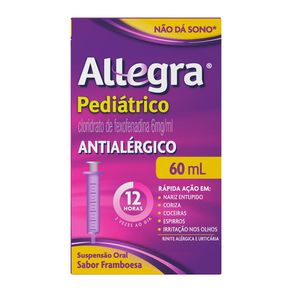 Antialérgico Allegra Pediátrico 6mg/ml Sabor Framboesa Suspensão Oral 60ml + Seringa Dosadora