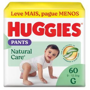 Fralda Huggies Roupinha Pants Natural Care G Embalagem Econômica 60 Unidades