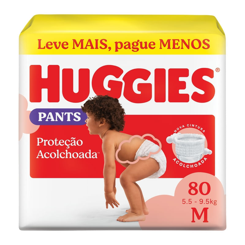 Fralda Huggies Roupinha Pants Proteção Acolchoada M Embalagem Econômica 80 Unidades