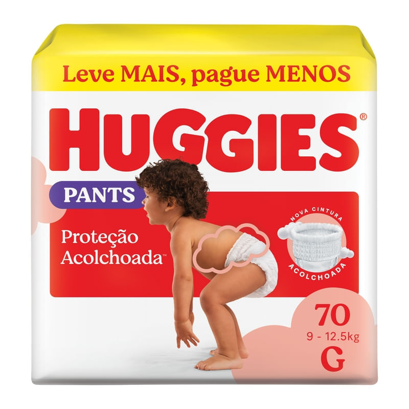 Fralda Huggies Roupinha Pants Proteção Acolchoada G Embalagem Econômica 70 Unidades