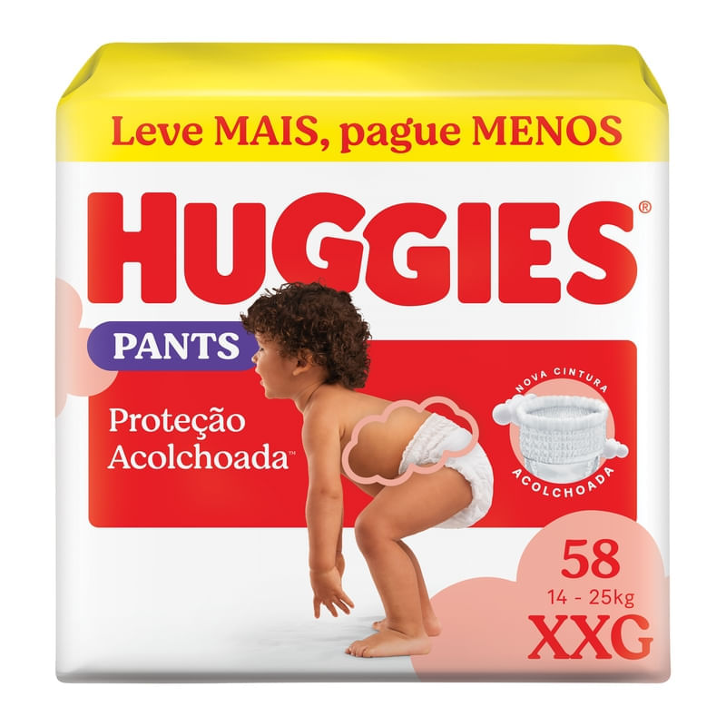 Fralda Huggies Roupinha Pants Proteção Acolchoada XXG Embalagem Econômica 58 Unidades