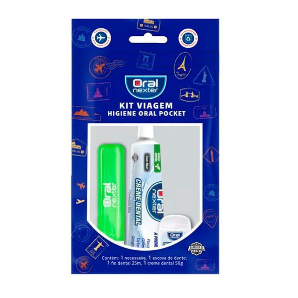 Kit Viagem Oral Nexter 1 Necessaire + 1 Escova de Dente + 1 Fio Dental 25m + 1 Creme Dental 50g