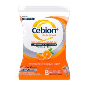 Suplemento Alimentar Cebion Pra Levar Sabor Laranja 8 Comprimidos Mastigáveis