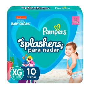 Fraldas Pampers Splashers Baby Shark XG 10 Unidades