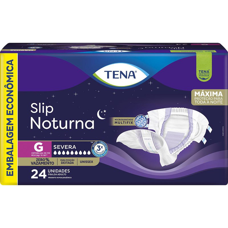 Fralda Geriátrica Tena Slip Noturno G Embalagem Econômica 24 Unidades