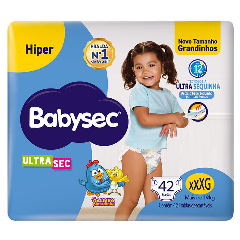 Fralda Babysec Ultrasec Hiper Galinha Pintadinha XXXG 42 Unidades