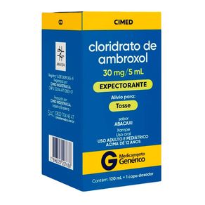 Cloridrato de Ambroxol 30mg/5ml Cimed Xarope Adulto Sabor Abacaxi 120ml + Copo Dosador