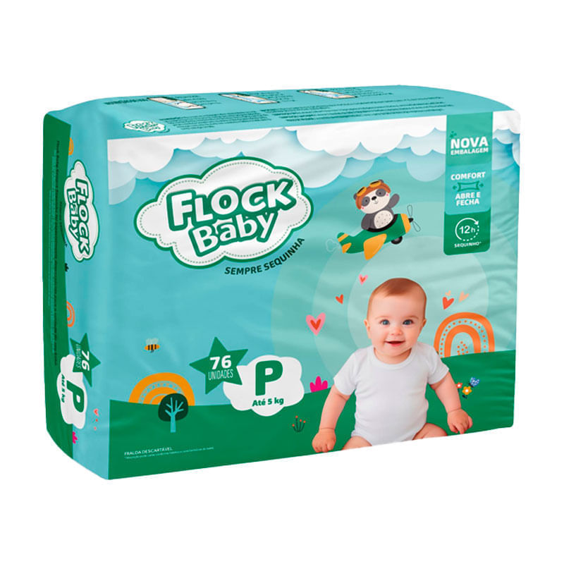 Fralda Flock Baby Sempre Sequinha P Hiper 76 Unidades