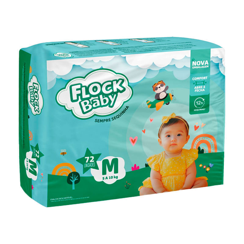 Fralda Flock Baby Sempre Sequinha M Hiper 72 Unidades