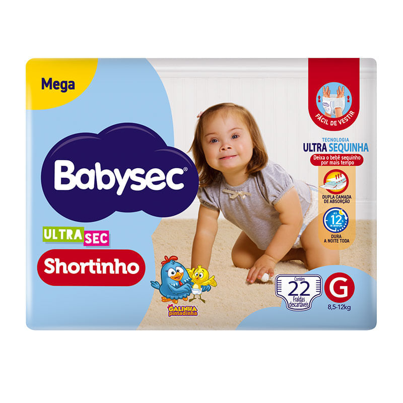 Fralda Shortinho Babysec Ultrasec Mega Galinha Pintadinha G 22 Unidades