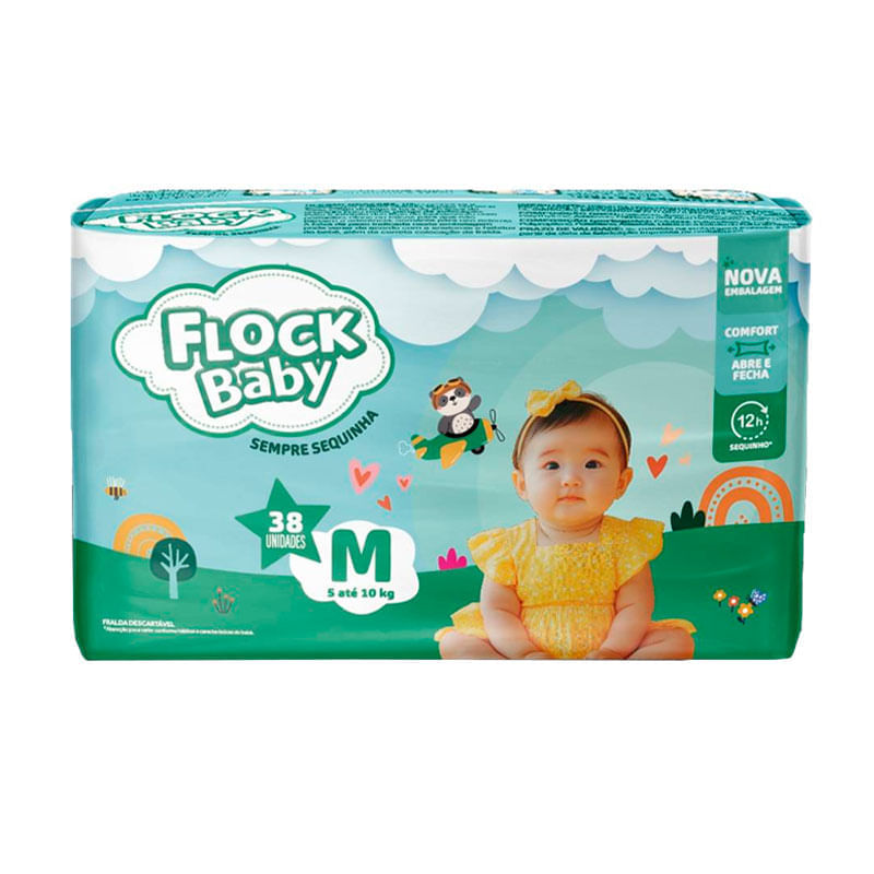 Fralda Flock Baby Sempre Sequinha M Mega 38 Unidades