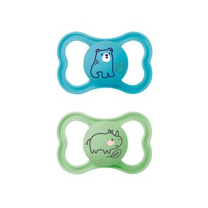 Chupeta Mam Air Skinsoft 16+ Meses Azul e Verde 2 Unidades