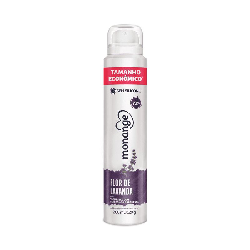 Desodorante Antitranspirante Aerossol Feminino Monange Flor de Lavanda 200ml