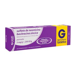Sulfato de Neomicina 5mg/g + Bacitracina Zíncica 250UI/g Prati-Donaduzzi Pomada Dermatológica 50g