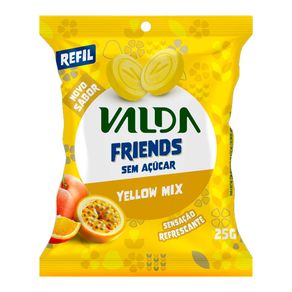 Refil Pastilhas Valda Friends Sem Açúcar Sabor Yellow Mix Frutas Amarelas 25g