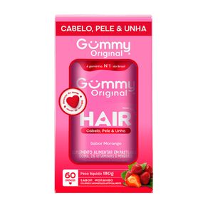 Suplemento Alimentar Gummy Hair Original Cabelo, Pele e Unhas Sabor Morango 60 Unidades