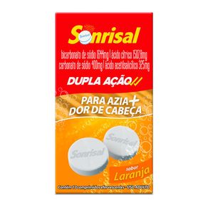 Sonrisal Dupla Ação Sabor Laranja 10 Comprimidos Efervescentes