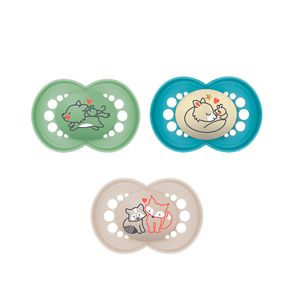 Chupeta Ortodôntica Mam Original 6+ Meses Cores Azul,Verde e Neutro 3 Unidades