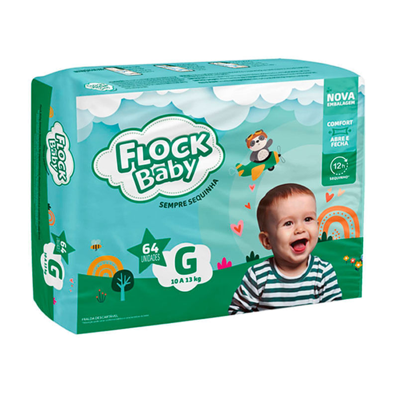 Fralda Flock Baby Sempre Sequinha G Hiper 64 Unidades