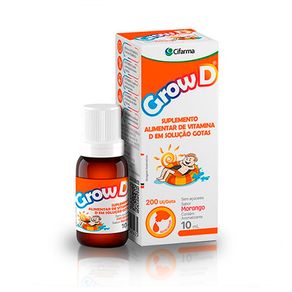Suplemento Alimentar Grow D 200UI Solução Gotas Sabor Morango 10ml