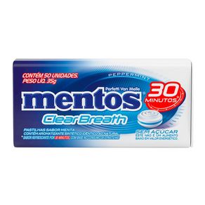 Pastilhas Mentos Clear Breath Sabor Peppermint 35g