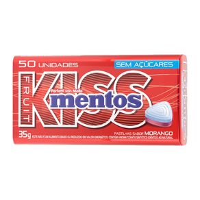 Pastilhas Mentos Fruit Kiss Sabor Morango 35g