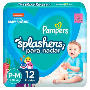 Fraldas Pampers Splashers Baby Shark P-M 12 Unidades