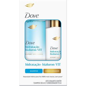Kit Shampoo Dove Hidratação+ Hialuron-Vit Expert em Danos 350ml + Condicionador Dove Hidratação+ Hialuron-Vit Expert em Danos 175ml
