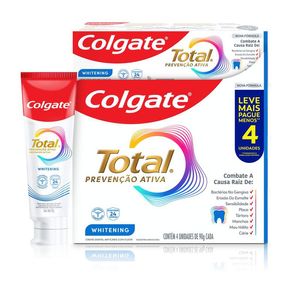 Kit Creme Dental Colgate Total Prevenção Ativa Whitening 4 Unidades 90g Cada