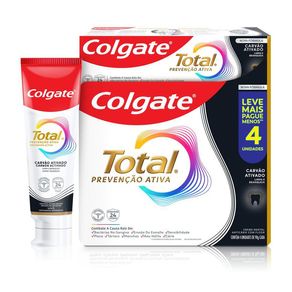 Kit Creme Dental Colgate Total Carvão Ativado 4 Unidades 90g Cada