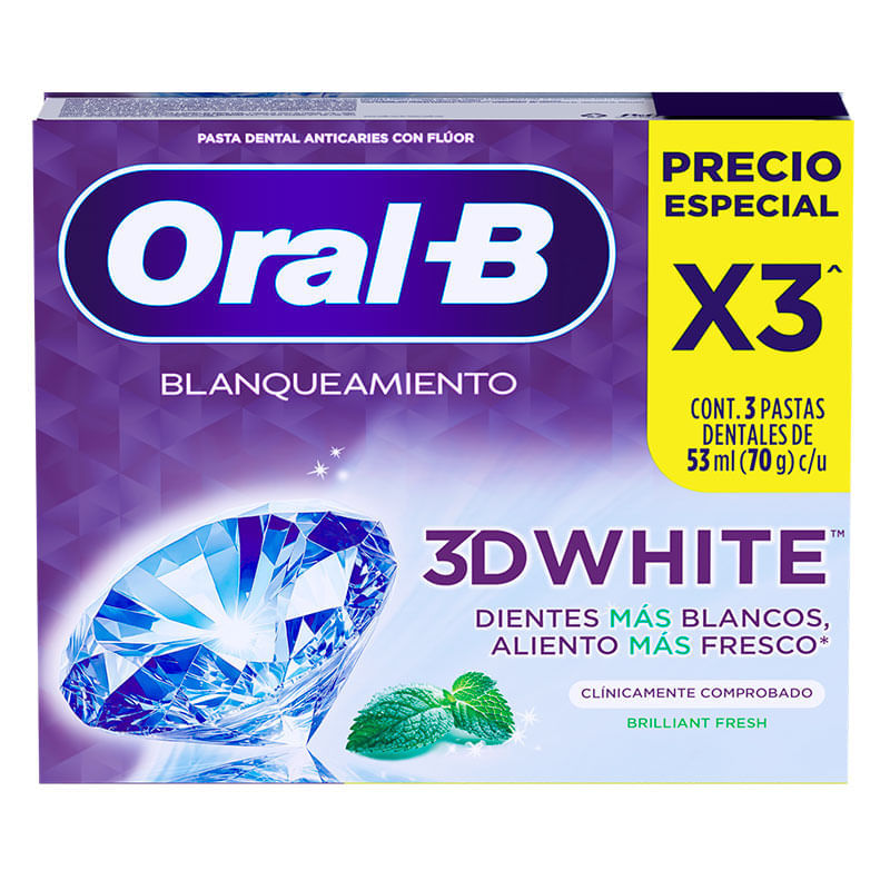 Kit Creme Dental Oral-B 3D White 70g Leve 3 Pague 2