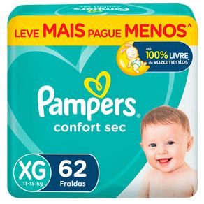 Fraldas Pampers Confort Sec Giga XG 62 Unidades