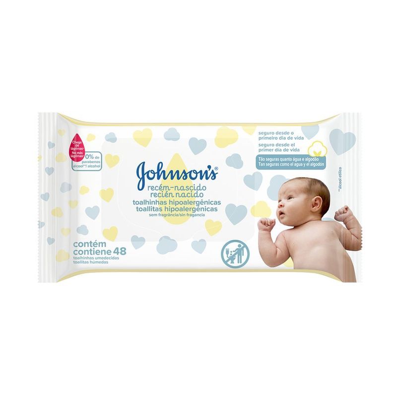 Lenços Umedecidos Johnson's Baby Recém-Nascido Sem Fragrância 48 Unidades